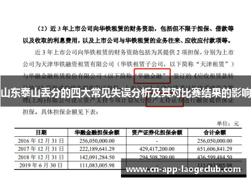 山东泰山丢分的四大常见失误分析及其对比赛结果的影响