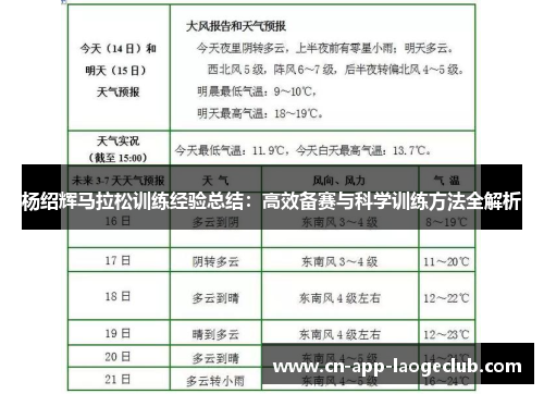 杨绍辉马拉松训练经验总结：高效备赛与科学训练方法全解析