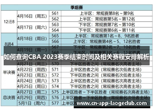如何查询CBA 2023赛季结束时间及相关赛程安排解析